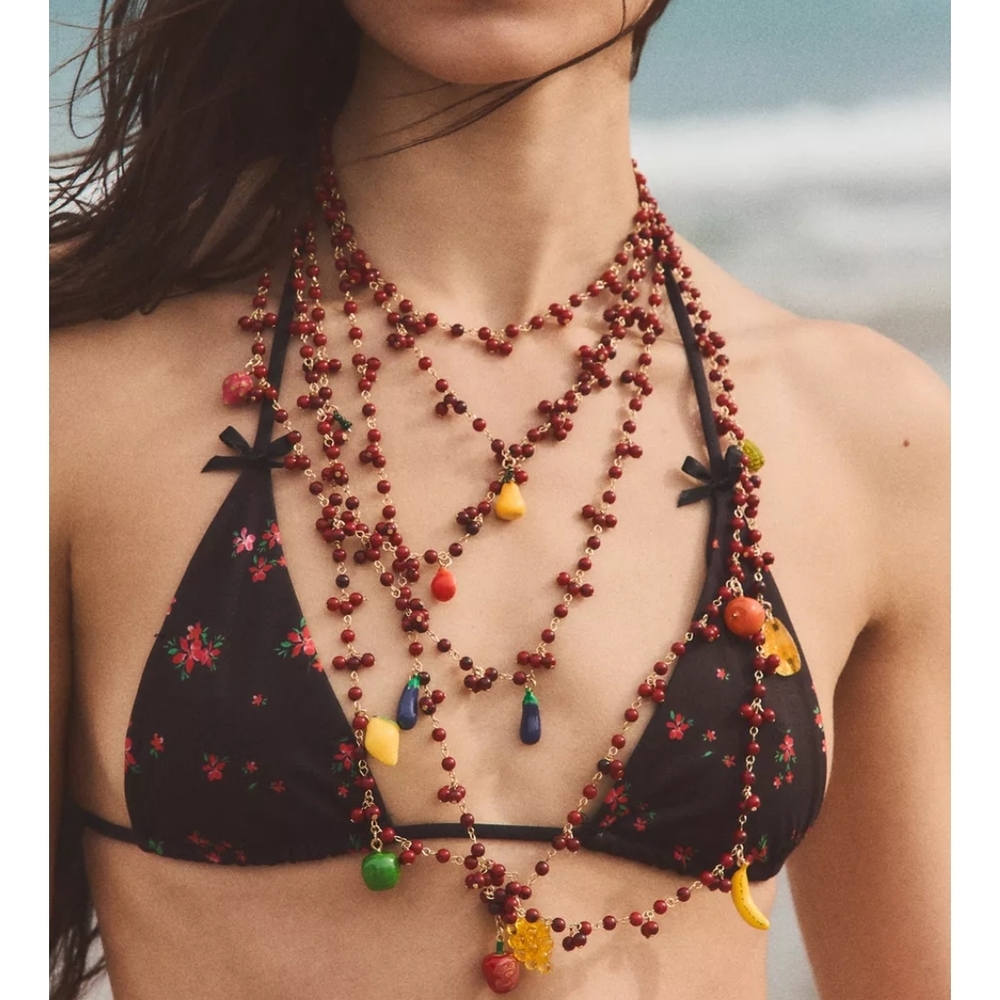 Zara Multicolor Fruot Bead Waterfall Necklace